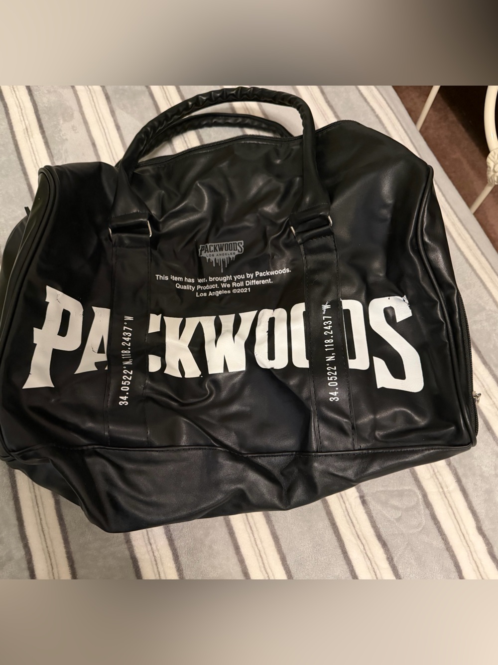 Black Printed Duffel Bag